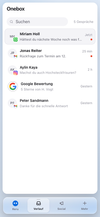 RERU Onebox auf dem Handy